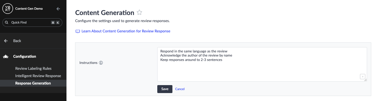 review response instructions