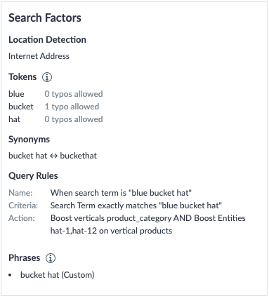 search factors box from search log details page