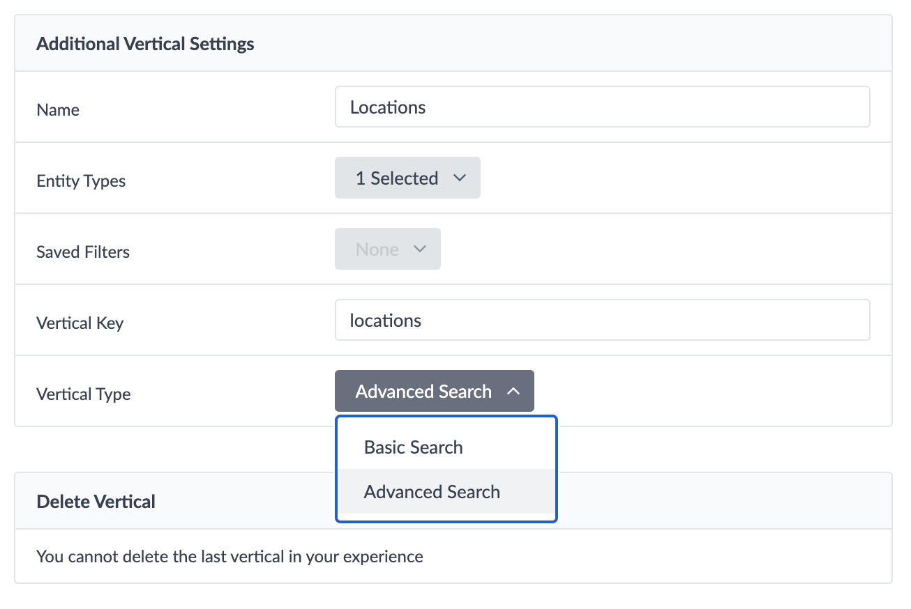 change search tier on existing vertical