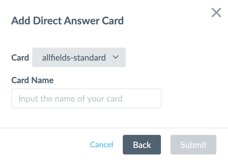 Add Direct Answer Card modal