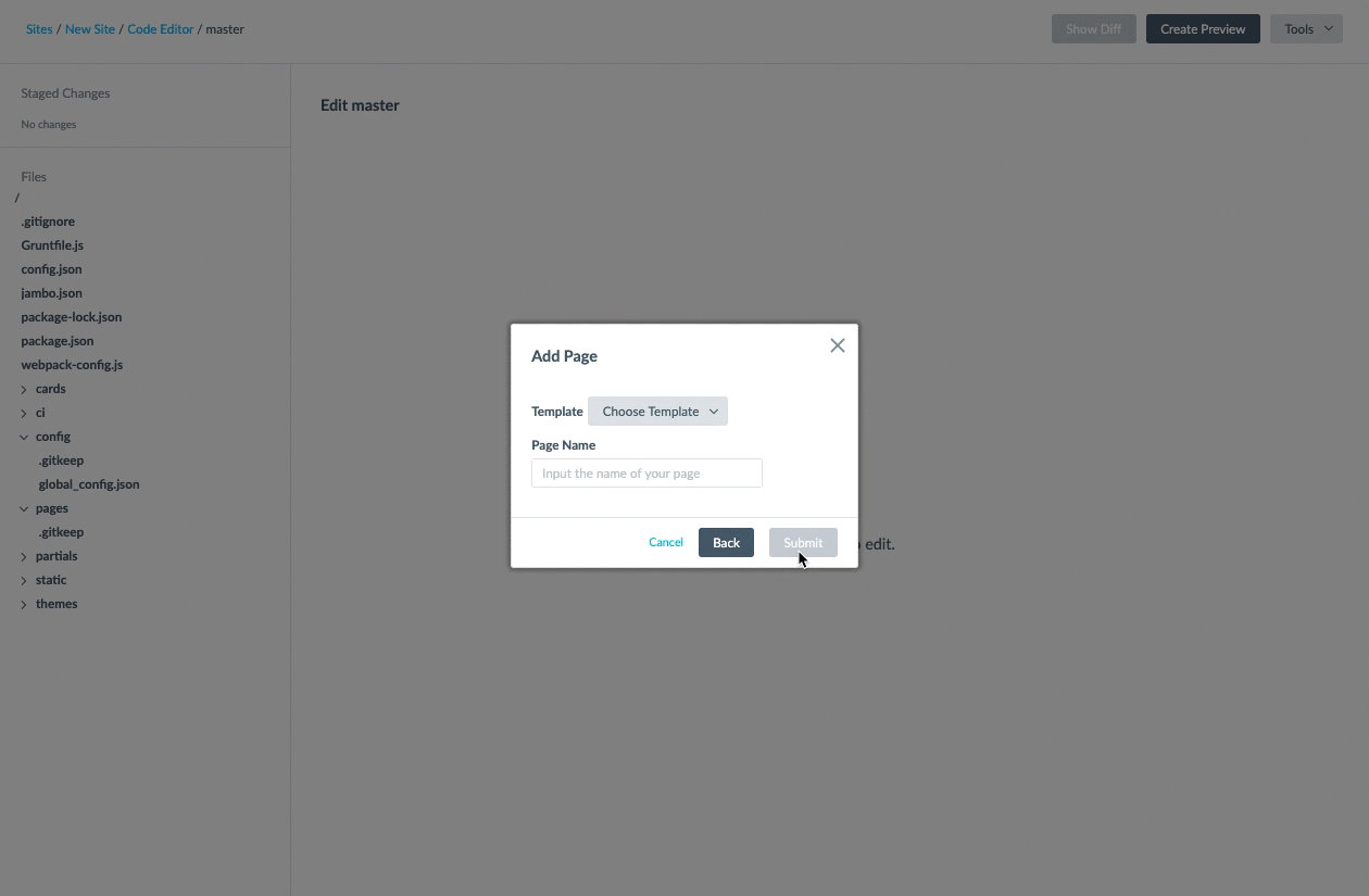 Creating a Universal page in modal