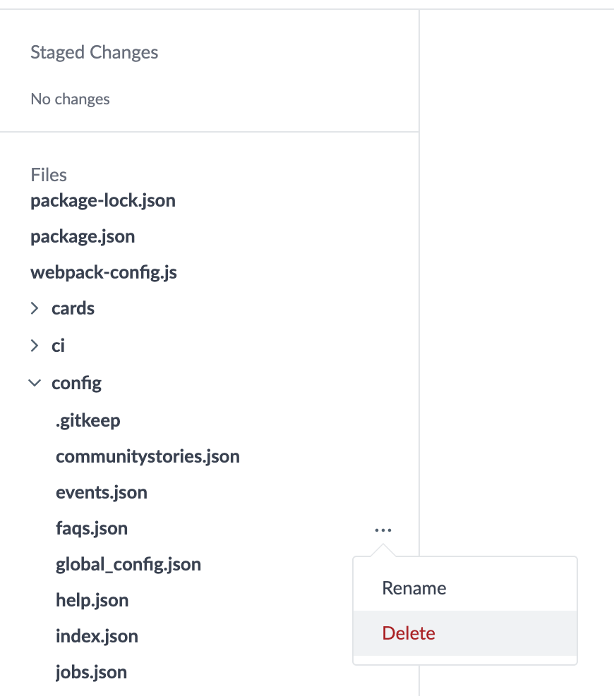 Delete option for faqs.json file