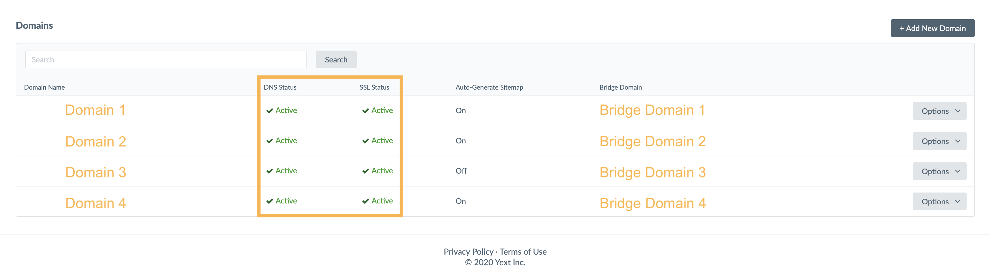 DNS and SSL status listed as active for Subdomain method