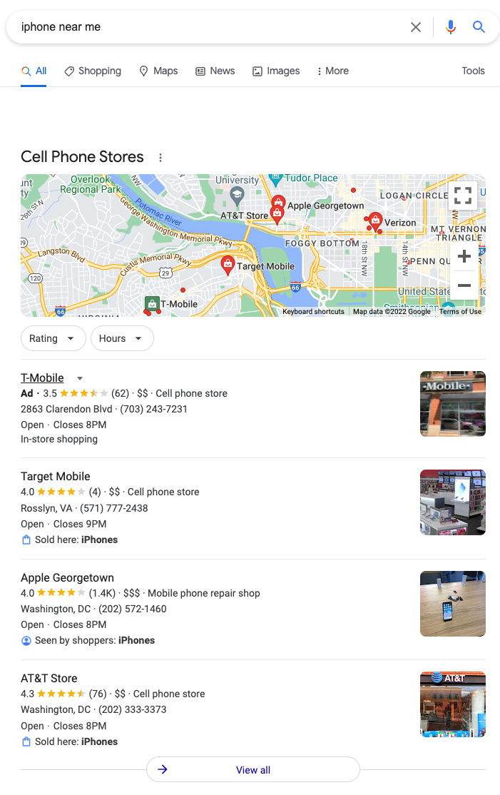 iphone near me search results page