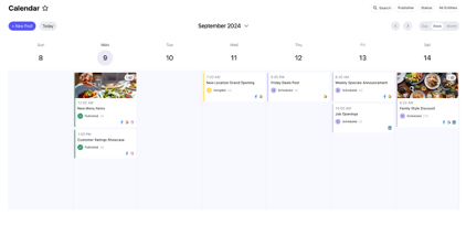 Social post calendar default