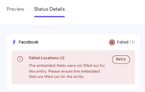 Post status with error message