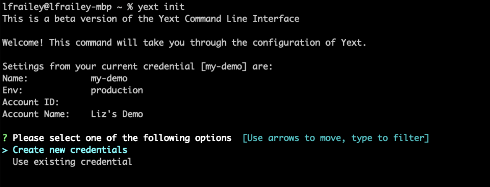Ejemplo de interfaz de línea de comandos